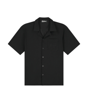Malelions Seersucker Shirt T-shirts Zwart Mm3-ss25-19