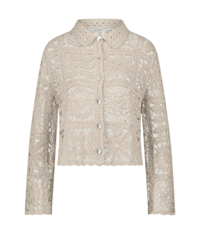 Summum Short Cardigan Flower Crochet Knit  Beige 7s7920-70021