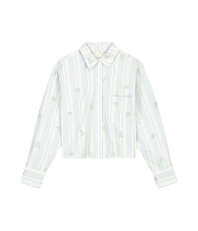 ØlÅf Embro Logo Stripe Cropped Shirt Ls Blouses Groen W200308