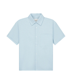 ØlÅf Boxy Mini Check Shirt Korte Mouw Overhemden Lichtblauw M210302