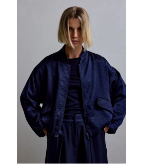 Femmes Du Sud Jk-0017 Jackets Donkerblauw Lacy Satin