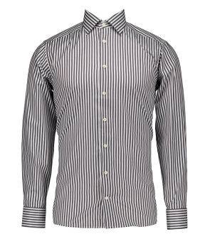 Eton Bengal Striped Signature Twill Shirt Lange Mouw Overhemden Donkergrijs 100013934