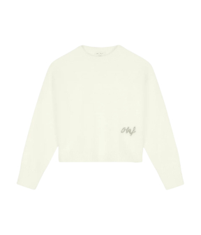 Olaf Fluffy Script Logo Knit Truien Off White W220704