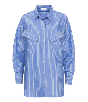 Âme Antwerp Striped Shirt  Lichtblauw Marin