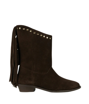 Posa Suede Laarzen Donkerbruin Fringe Boot