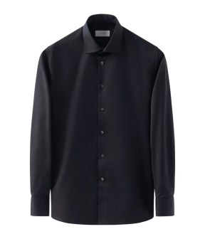 Eton Solid Signature Twill Shirt Lange Mouw Overhemden Donkerblauw 100012342