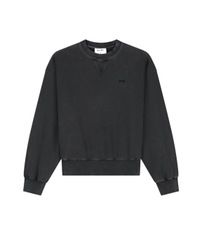 Olaf Washed Signature Boxy Crewneck Sweaters Donkergrijs M230206