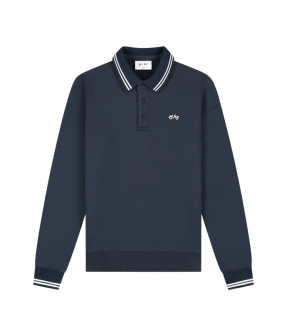 Olaf Tipping Detail Oversized Polo Polos Donkerblauw M230205