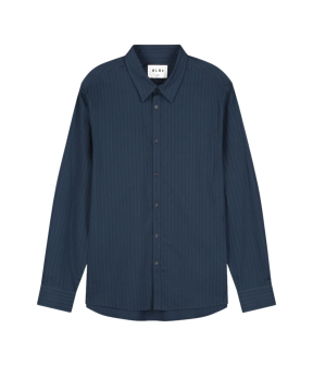 Olaf Stitched Striped Relaxed Shirt Lange Mouw Overhemden Donkerblauw M230301