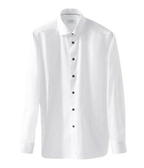 Eton Navy Details Signature Twill Shirt  Wit 100012358