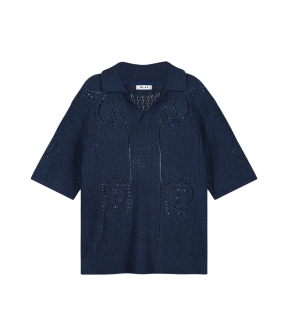 Olaf Face Logo Knit Polo Polos Donkerblauw M240702