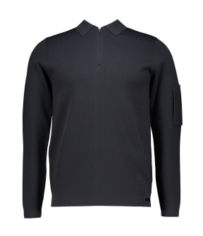 Genti Polo Zip Ls Polos Donkergrijs K4117-1258