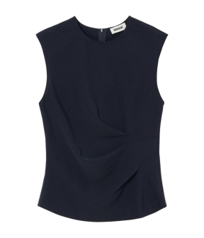 Zenggi Japanse Crepe Draped Top Tops Blauw X04-1002 643