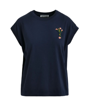 Essentiel Antwerp Embroidered T-shirt T-shirts Donkerblauw Jungala