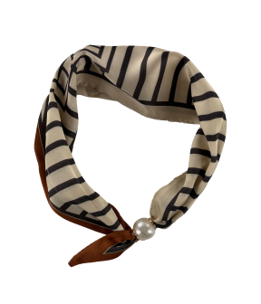 Tim &  Simonsen Chloe Scarf W. Magnetic Pearl Sjaals Bruin Tsj467 Stripe/brown