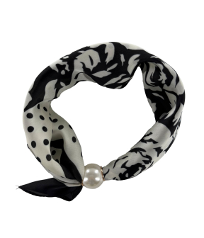 Tim &  Simonsen Chloe Scarf W. Magnetic Pearl Sjaals Ecru Tsj467 Flower/dot