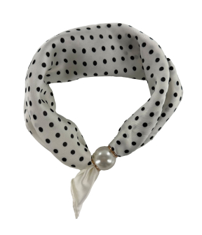 Tim &  Simonsen Chloe Scarf W. Magnetic Pearl Sjaals Wit Tsj467 Small Dot White