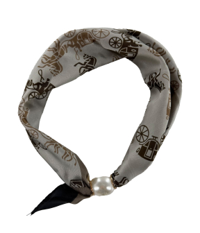 Tim &  Simonsen Chloe Scarf W. Magnetic Pearl Sjaals Grijs Tsj467 Horse