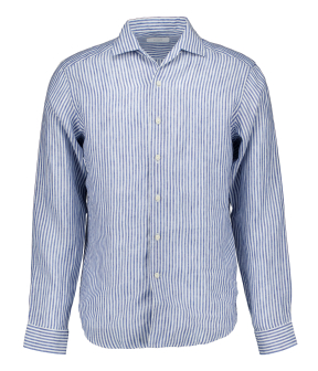 Eton Striped Linen Shirt Lange Mouw Overhemden Lichtblauw 100014794