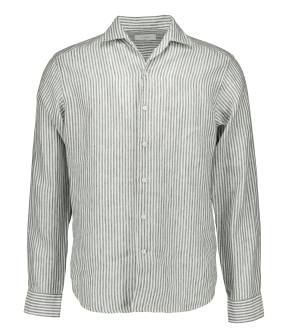 Eton Striped Linen Shirt Lange Mouw Overhemden Groen 100014794