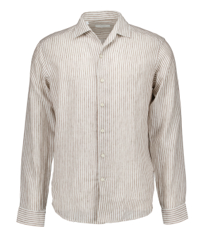 Eton Striped Linen Shirt Lange Mouw Overhemden Beige 100014794