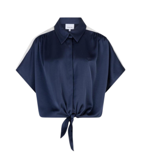 Dante 6 Siren Tie Knot Shirt Blouses Donkerblauw 261300