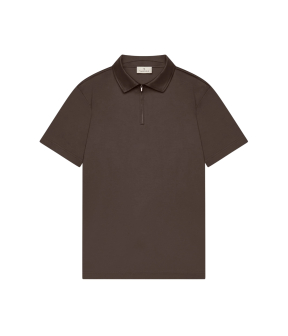 Valenza Supima Polo Zip Polos Donkerbruin 1049