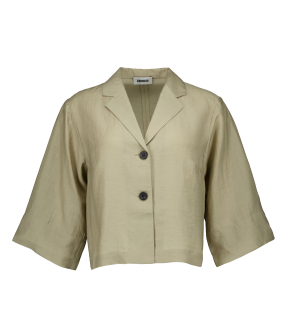 Zenggi Light Linen Mix Cropped Shirt Blouses Beige X04-1011 646