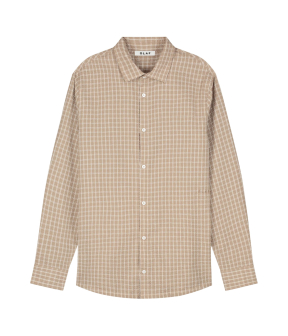 Olaf Checked Seersucker Ls Shirt Lange Mouw Overhemden Beige M240308