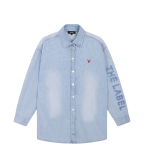 Alix The Label Ladies Woven Flowy Denim Oversized Blouse Blouses Lichtblauw 2603971627