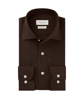 Profuomo Ppxh10041 Lange Mouw Overhemden Donkerbruin Ppxh10041