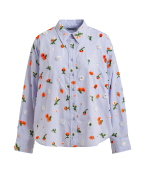 Essentiel Antwerp Embroidered Boxy Shirt Blouses Lichtblauw Jimena