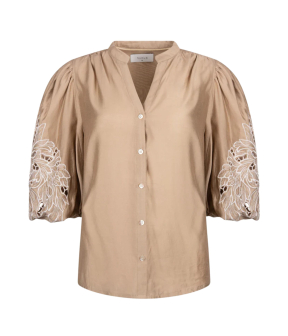 Nukus Rosie Blouse Embrodery  Camel Nks02157
