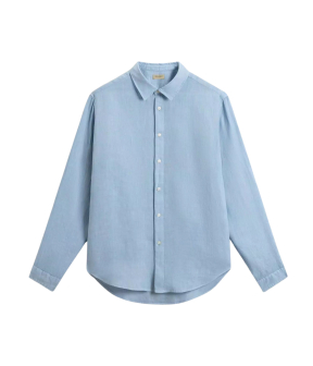 Woolrich Linen Shirt Lange Mouw Overhemden Lichtblauw Cfwosi2013mrut5284