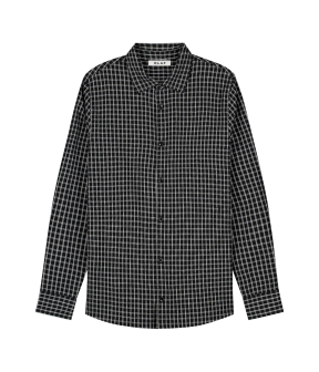 Olaf Checked Seersucker Ls Shirt Lange Mouw Overhemden Zwart M240308