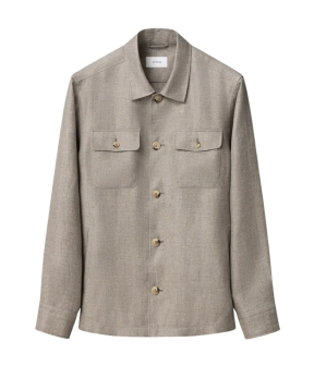 Eton Four Pocket Linen Lyocell Shirt Jacket Overshirts Beige 100014699