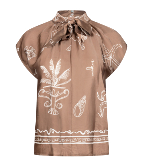 Nukus Noomi Top Print Tops Donkerbruin Nks01154