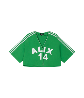 Alix The Label Ladies Woven Cropped Baseball Shirt T-shirts Groen 2604935683