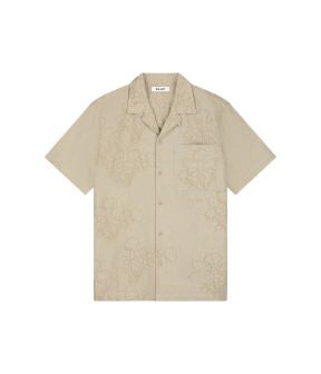 Olaf Embroidered Flower Ss Shirts Korte Mouw Overhemden Beige M250303