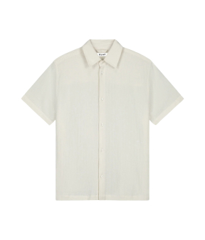 Olaf Textured Stripe Boxy Ss Shirt Korte Mouw Overhemden Off White M250301