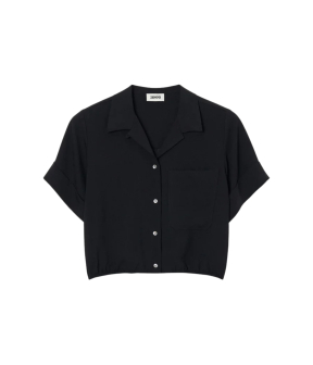 Zenggi Fluid Cropped Blouses Zwart X04-1013