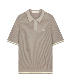 Filling Pieces 422670500246 Polos Taupe Knit Polo Boucle