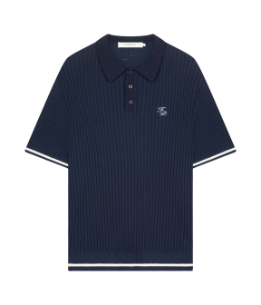 Filling Pieces 422670500246 Polos Donkerblauw Knit Polo Boucle