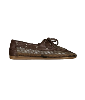 Posa Pw111 Loafers Donkerbruin Boat Loafer Mesh - Leather