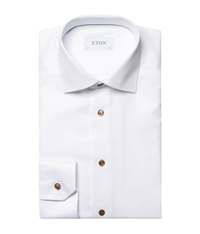 Eton Signature Twill Brown Ribbon Shirt Lange Mouw Overhemden Wit 100010749