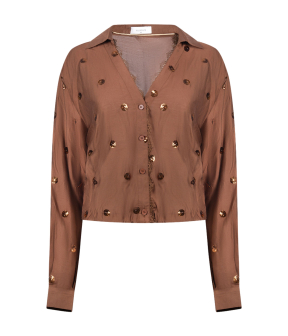 Nukus Anika Blouse Paillet Blouses Bruin Nkf02160
