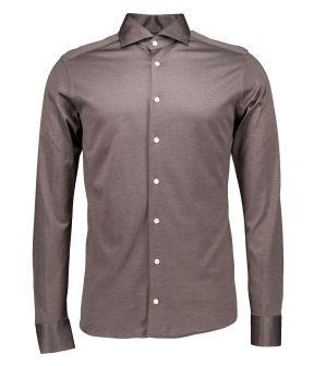 Eton Filo Di Scozia Knit Shirt Lange Mouw Overhemden Donkerbruin 100014987