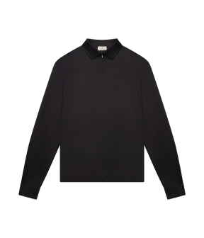 Valenza Supima Polo Zip Collar L/s Polos Zwart 1172