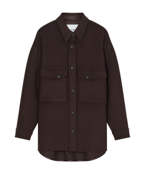 Closed Oversized Shacket Jackets Donkerbruin C97170-66a-22