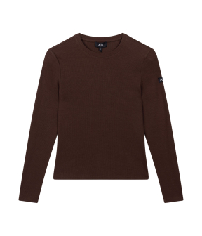 Alix The Label Ladies Knitted Rib Longsleeve T-shirt Longsleeves Donkerbruin 2608870945